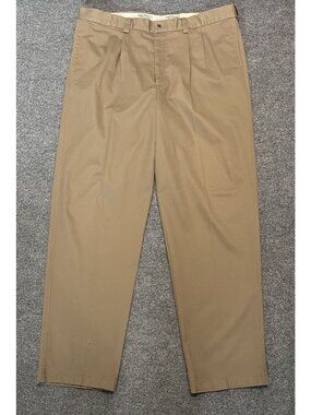 Oak Hill Men’s Dress Pants Expander Waist Comfort Premium Pleated Brown 44/34
